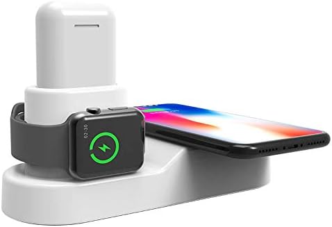 Wireless Charger Stand, 4-in-1 10W Wireless Fast Charging Smartphone Smartwatch Headphone USB Charging for Apple Watch 3 iPhone X 8 Plus