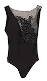 ITFabs Womens Leotard Floral Lace Splice Sleeveless Bodysuit