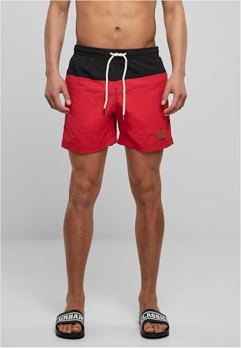 Block Swim Shorts, Pantaloncini da Bagno, Uomo, Blk/Red, M