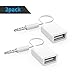 AUX to USB Adapter,KEEZING 3.5mm Audio Jack to USB Converter,USB Audio Cable with Aux Stereo for Car (White,2PACK)