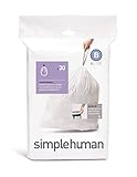 simplehuman Code B Custom Fit Drawstring Trash Bags, 6 Liters / 1.6 Gallon (30 Count)