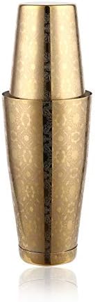 Gold Boston Cocktail Shaker : 18oz Unweighted & 28oz Weighted Cocktail Shaker Set, Creative Engraving Designs Martini Shaker,2-Piece Professional Bartender Kit