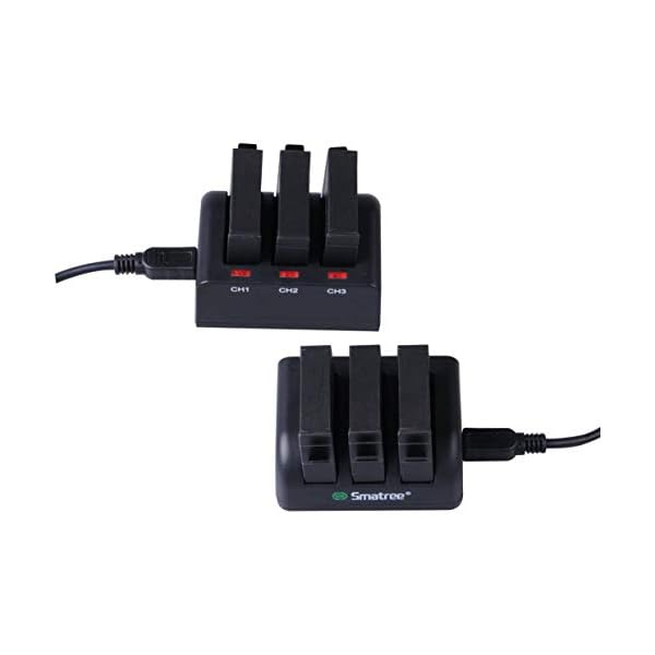 Smatree 1290mAh Ersatzakku (3er-Pack), 3-Kanal-Ladegerät mit USB-Kabel für Gopro Hero 4-Kamera… – Bild 4