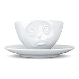 Fiftyeight TV Cups, Espresso Cup, Oh Please, with Saucer, Porcelain, White, 100 ml, T011701