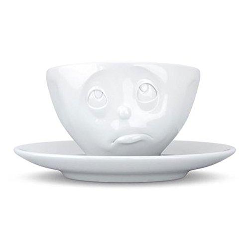 Fiftyeight TV Cups, Espresso Cup, Oh Please, with Saucer, Porcelain, White, 100 ml, T011701