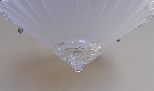 Vintage hanging glass bird feeder in frosted white with petite flower design