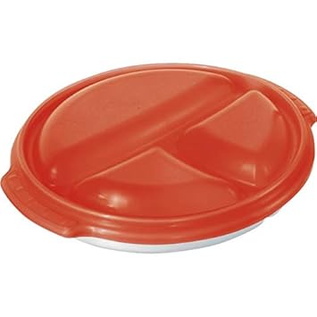 Rotho Micro Clever Teller mit 3 Unterteilungen und Deckel geeignet für die Mikrowelle, Kunststoff (BPA-frei), weiss/rot, (25,