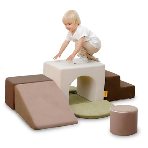 BanaSuper Foam Climbing Blocks for Children, Foam Building Blocks XXL, EN71 Certified & Non-Slip, Children's Montessori Toy, Washable Case for Indoor Fun, Baby Soft Playset (Grey)