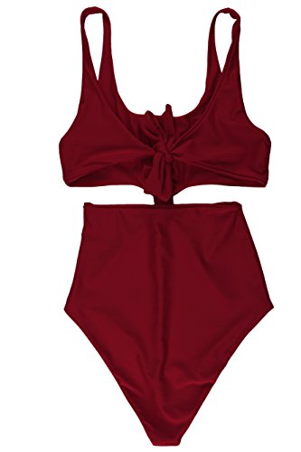 SHEKINI Dames Eendelige Halter Badpak Klassiek Effen kleur Knipsel Verdraaid Bikini Zwempak - Image 6