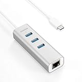 Anker 3-Port USB-C to USB 3.0 Aluminum Portable Data Hub, with 10 Mpbs, 100 Mbps, 1000 Mbps, or 1 Gigabit Network Adapter with Ethernet Port, for MacBook Pro 2016, ChromeBook, XPS and More