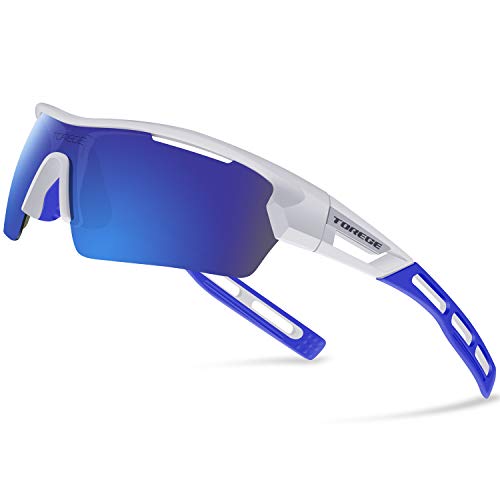 TOREGE Polarized Sports Sunglasses for Men Women Cycling Running