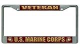 U.S. Marine Corps Veteran Chrome License Plate Frame