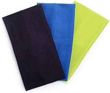 Helen Accessories- dark blue, blue, green Headbands for Women- Korean Imported Cotton Basic Elastic non-slip Headband for multiple uses- sports, yoga, leisure, outdoor, and working out. (3 pack)