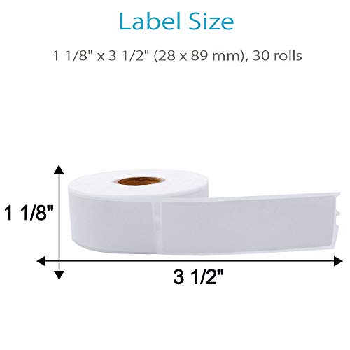 Replace Dymo 30252 Labels 1-1/8" x 3-1/2" (28mm x 89 mm) LW Self-Adhesive White Address Labels, for Dymo LabelWriter 400 and 450, 30 Rolls - 10500 Labels, by COLORWING - Thumbnail 2