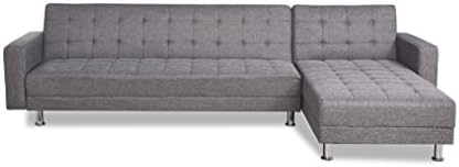 fat june Barcelona Sectional Sofa Bed with Chaise, Dark Gray