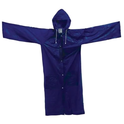 Capa de Chuva Cor Azul Adulto Unissex Com Bolso e Capuz Ajustável Cobre Toda Cabeça Tamanho G Longo Masculino e Feminino Reforçada