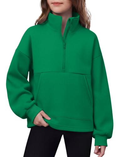 Arshiner Girls Half Zip Sweatshirt Fleece Quarter Zip Pullover Sweatshirts at Amazon