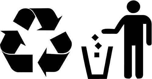 Recycle Trash Set For Bin Can Vinyl Decal Sticker- 6