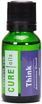 Focus Essential Oil, Think Attention Blend – Infused with Vetiver, Grapefruit, Patchouli, Frankincense, Sandalwood - Relaxing Oil for Concentration - 100% Natural Therapeutic Grade Oils by Cure Oils
