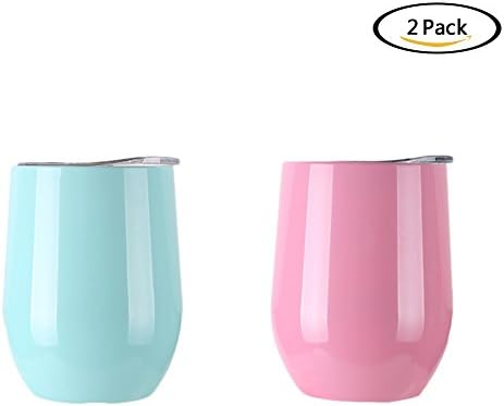 Uspeedy Stainless Steel Wine Glasses, Wine Cup, Wine Tumbler Sippy Cup with Lid for Red Wine, Cocktail, Liquors and Nonalcoholic Beverages (Color 0 3+ Color 0 6)