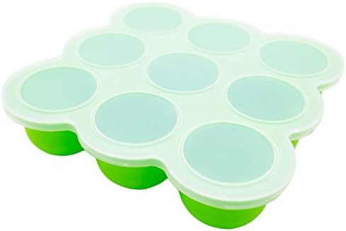 Makerstep Silicone Reusable Baby Food Freezer Storage Container Cups, BPA Free and FDA Approved, Oven and Dishwash Safe, Good for Baby food, Soup, Milk, Ice Cubes, Ice Cream, 2.5 oz., Set of 9