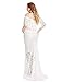 Women's Off Shoulder Short Sleeve Ruffles Lace Maternity Gown Maxi Photography Dress (White 1, Large)