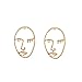 WaMLFac Statement Human Face Shaped Earrings Geometric Hollow Out Face Body Ethnic Dangle Stud Earrings
