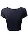 Awesome21 Basic Solid Scoop Neck Slim Fit Short Sleeve Crop Tops Navy Size M