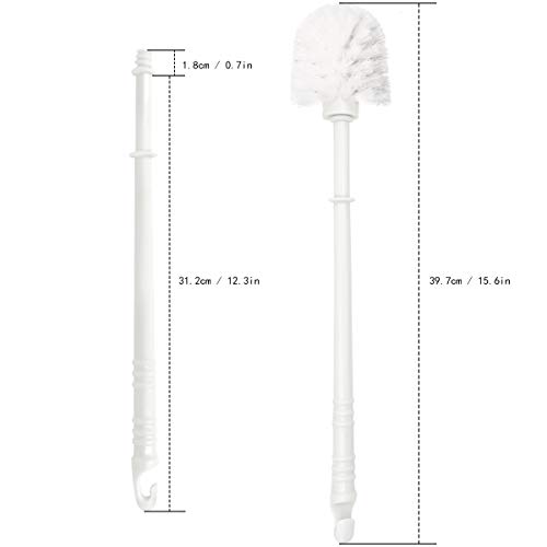 Qulable Toilet Brush, Durable Long Handle Eco Plastic Toilet Brush Cleaner White (2 Pack)