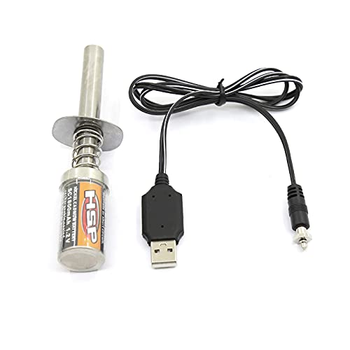 Smallterm Nitro Car Glow Plug Igniter & Charger Set, Aluminum Alloy, for RC 1:10 Nitro 4WD Car, Rechargeable 1.2V 1800mAh, Superior Performance & Durability, Compact & Design