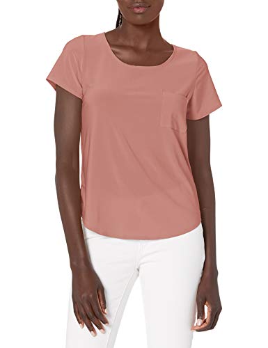 Star Vixen Women’s Short Sleeve Scoop Neck Pocket Tee with Keyhole Back Mauve at Amazon