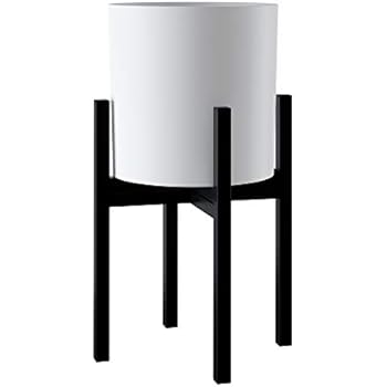 FaithLand Mid Century Plant Stand Indoor Outdoor, Metal Planter Stand, Potted Plant Holder, Black, Hold Up to 10 Inch Planter - EXCLUDING 10