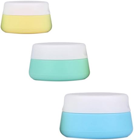 jinzefa 3 Piece Silicone Travel Cosmetic Containers Set, Makeup Face Cream Jars Bottles, Multifunction Container For Crema Powder