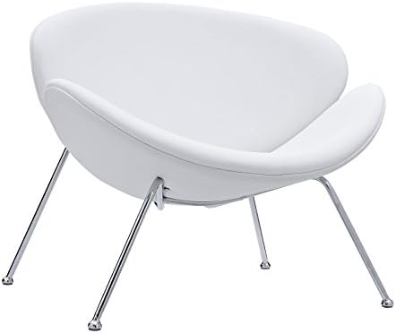 Modway Nutshell Midcentury Modern Faux Leather Accent Lounge Chair In White