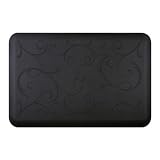 WellnessMats Anti-Fatigue 36 Inch by 24 Inch Bella Motif Kitchen Mat, Black