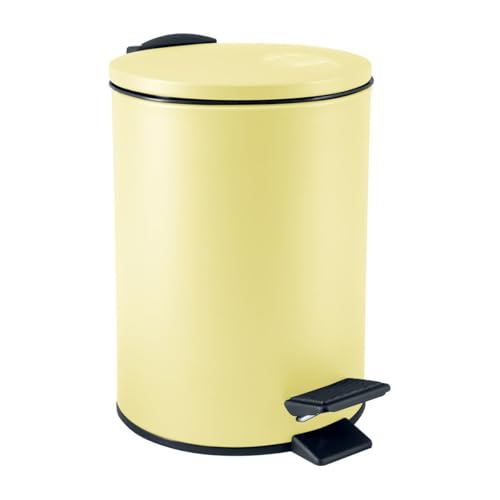 Spirella Adelar Cosmetic Bin 3 Litres Stainless Steel with Soft Close Mechanism and Inner Bucket Yellow