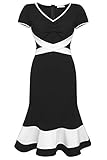 ANGVNS Women's V Neck Short Sleeve Bow-knot Belted Vintage Retro Bridesmaid Dress