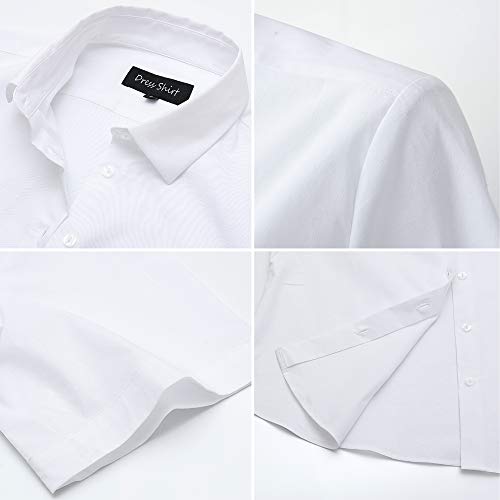 HORSE SECRET Dress Shirts for Women, Basic Short Sleeve Cotton White Button Down Shirts Size 6