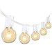 Outdoor Patio String Lights 100Feet G40 Backyard Lights with 104 5W Edison Clear Bulbs(4 Spare), UL Listed Waterproof Hanging Lights for Balcony Porch Bistro Party Decor, C7 E12 Socket, White