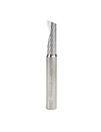 Amana Herramienta 51377 SC espiral Flauta Única, 1 4 de corte de aluminio D x 3 4 CH 'o' X 1 4 SHK X 2 inch de largo up-cut Router Bit withâ acabado de espejo