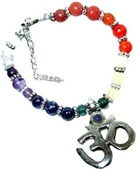 Jet International Chakra Om Bracelet Chakra Balancing Positive Energy Aura Gift Reiki Pouch Peace Divine Spiritual Love Harmony Luck Beads Bracelet Healing