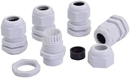 20pcs PG16 Thread Cable Gland Wire Connector Waterproof Grey Adjustable M22 Plastic Cable Gland Reducer with Locknut