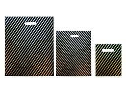 My Shopfittings 100x HEAVY DUTY STRONG COLOREDFULL PLASTIC CARRIER PATCH HANDLE BAGS, PARTY, BOUTIQUE GIFT BAGS (Black Gold, 15 x 18)