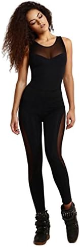 Zokeo Women Active Yoga Dance Tank Unitard Bodysuit, Black Sports Fitness Rompers Jumpsuit for Women