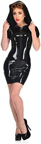 Bright Leather Zipper With Hood Tight Skirt Game Uniform Patent Leather Nightclub Bar Costume