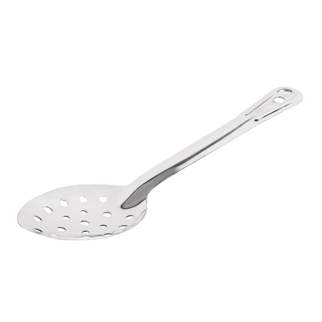 Vogue Perforated Serving Spoon 28 cm/11 inch, Stainless Steel, Perforated for Draining Vegetables Easily, Hanging Hole in Handle for Storage, Dishwasher Safe, Professional & Home Kitchen, J631