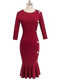 HOMEYEE B492 - Vestido de mujer con botones de sirena, estilo vintage