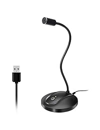 Micrófono de escritorio USB con botón silencioso, condensador Plug & Play, ordenador, PC, portátil, Mac, micrófono PS4 con soporte e indicador LED   diseño de cuello de cisne 360