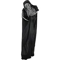 Haunted Hill Farm Life-Size Animatronic Reaper, Indoor/Outdoor Halloween Decoration, Light-up Red Eyes, Poseable, Battery-Operated, HHSKEL-4FLSA, Multi Haunted Hill Farm Life-Size Animatronic Reaper, Indoor/Outdoor Halloween Decoration, Light-up Red Eyes, Poseable, Battery-Operated, HHSKEL-4FLSA, Multi