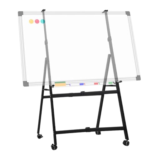 ALANO Soporte de Pizarra Blanca en Forma de A, Soporte de Pizarra Blanca Móvil con 4 Ruedas. Caballete para Pizarr Blanca Ajustable, Soporte Removible de Aluminio para Presentación de Oficina.